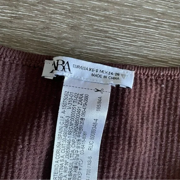 Zara Seamless Corset Top long sleeve and asymmetric hem Brown Size XS-S - Picture 4 of 5